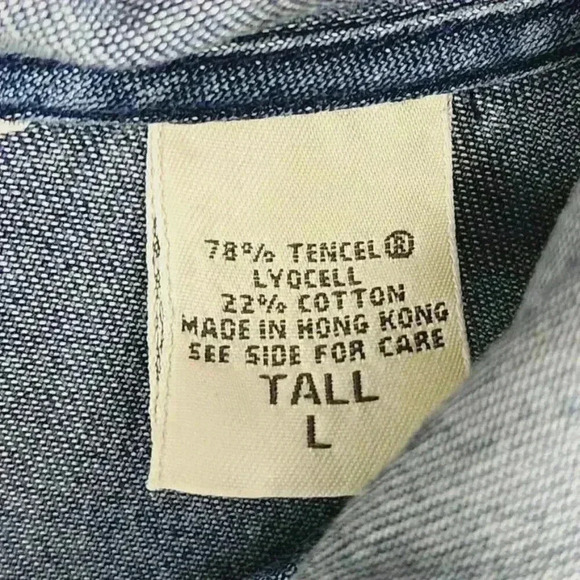 Eddie Bauer Women's Tall L Chambray Hooded Jacket Zip-Up Vintage Style - Picture 6 of 8